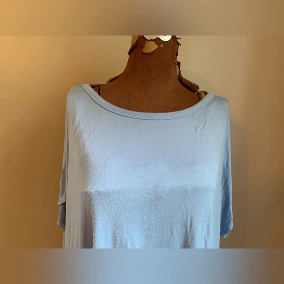 Oddy knit lace trim short sleeve blouse, oversized flowy top bohemian shirt - Picture 2 of 7